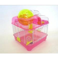 Pets H1010PK 10 in. Clear Plastic Hamster-Mice Cage in Pink