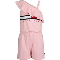 Tommy Hilfiger Playsuits Children's Clothing Tommy Hilfiger Girl's One-Shoulder Flag Stripe Logo Romper - Rose Shadow