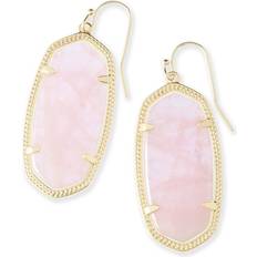 Gold Plated Earrings Kendra Scott Signature Elle Drop Earrings - Gold/Rose Quartz