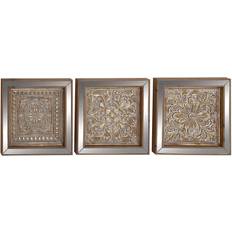 Beige Wall Decor Litton Lane 9th & Pike(R) 3pc. Embossed Carvings Square Wall Beige Wall Decor