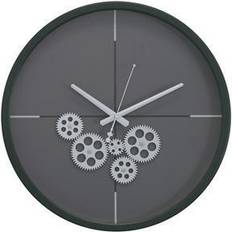 Yosemite Home Decor Modern Minimalist 18D Dark Green with Open Moving Gears 5130016 Wall Clock