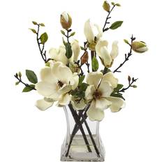 Glass Artificial Plants Nearly Natural Artificial Magnolia Arrangement Artificial Plant