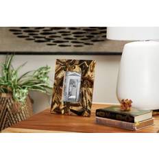 Litton Lane DecMode Gold & Brown Resin Rectangular Picture Frame with Tiger’s Eye Finish 8.5 x 10.5