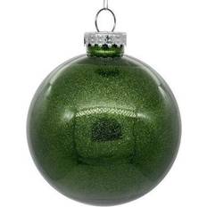 Vickerman 670927 3" Moss Green Glitter Clear Ball Ornament (12 pack) (N210864) Christmas Tree Ornament