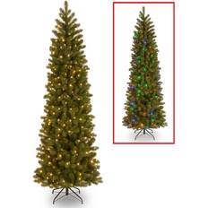 National Tree Company 6 .5" Feel Real Downswept Douglas Fir Pencil Slim with 300 Dual Color Led LIghts Christmas Tree
