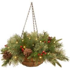 National Tree Company 20 Inch Feel Real Colonial Hanging Basket Christmas Lighting