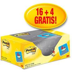 Post-It Notas Canary Yellow 16 Blocs + 4 Gratis 38 mm x 51 mm 100 Hojas/Bloc