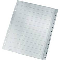 Leitz 1282 Divisore DIN A4 Fuori Misura 1-12 Polipropilene Grigio 12 Schede 12820000