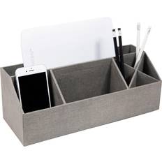 Bigso Organizador De Escritorio Con 4 Compartimentos Con Aspecto De Lino Gris