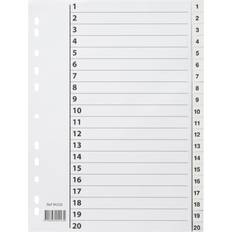 Register i plast A4 1-20 vit, 10 st