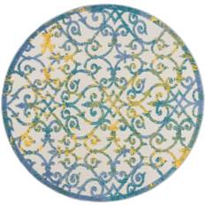 Blue - Round Carpets Nourison Aloha ALH21 Blue 47.992"