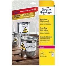 Kontorartikler Avery Zweckform L4778-8, Afrundet rektangel, Permanent, DIN A4, Polyester, Mat, Laser