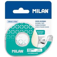 Verde Cintas adhesivas de escritorio y dispensadores de cinta adhesiva MiLAN Blíster Cinta Adhesiva Invisible 19 mm x 33 m