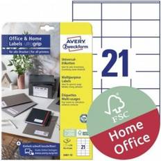 Printere papir AVERY Zweckform Hvide labels 21 pr. ark, alle printere 70x41 10ark 3481-10
