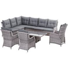 Adjustable Backrest Outdoor Lounge Sets OutSunny 861-054V70 Outdoor Lounge Set, 1 Table incl. 4 Chairs & 2 Sofas