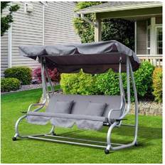 OutSunny Canopy Porch Swings OutSunny 3-Seater Swing Chair W/ Pillows