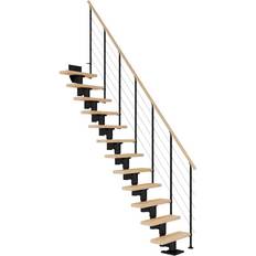 Billig Straight Stairs Dolle Dublin Ligeløb Sort STYLE 6-Lakeret Bøg 222 - 270 cm