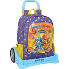 Safta SuperThings-Mochila Escolar con Ruedas SuperThings Guardians of Kazoom Morado Amarillo (32 x 42 x 14 cm)