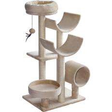 Pawhut Multi-Level Large Cat Tree Scratching Post Perch Tunnel 50x 40 x105cm