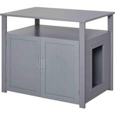 Pawhut Cat Litter Box Enclosure w/ Adjustable Interior