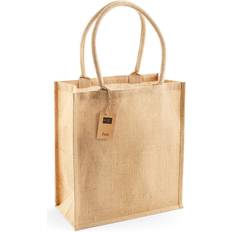 Solid Colours Fabric Tote Bags Westford Mill Jute Boutique Shopper Bag (19L) (Pack of 2) (One Size) (Natural)