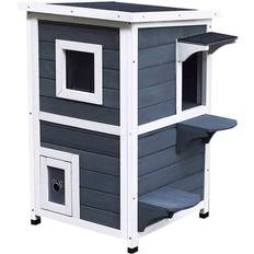 Pawhut 2 Floor Cat Condo House Kitten Shelter with Window 51x51x81.3cm