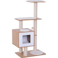 Pawhut Wood Cat Scratching Condo Activity Center 71.5x49.5x120cm