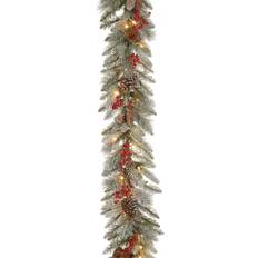 Hanging Christmas Trees National Tree Company Pre-Lit Artificial Garland Snowy Bristle Berry with Lights Christmas Tree 108"