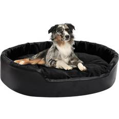 Camas para perros, Mantas para perros y Alfombrillas refrigerantes Mascotas rebaja vidaXL Cama Para Perros Felpa Y Cuero Sintético Negra 90x79x20 cm