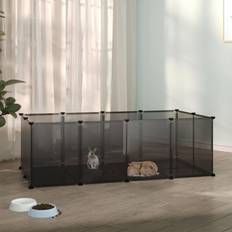 vidaXL Small Animal Cage Black 144x74x46.5 PP and Steel