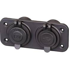 Cigarstik usb 1852 Marine Panel, 2xUSB Cigarstik, Sort (12V) 1stk