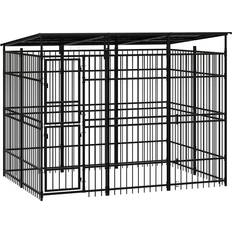 vidaXL Outdoor Dog Kennel with Roof Steel 5.53 mÂ²