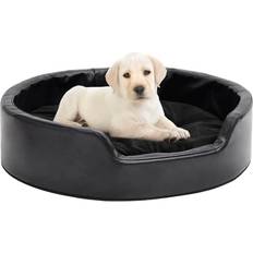 vidaXL Lit Pour Chiens Noir 69x59x19 cm Peluche Et Similicuir Canapé Sofa