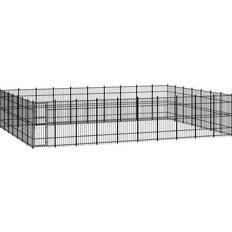 vidaXL Outdoor Dog Kennel Steel 64.51 mÂ²