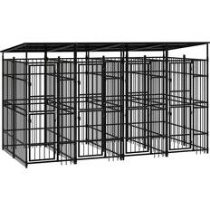 vidaXL Outdoor Dog Kennel with Roof Steel 7.37