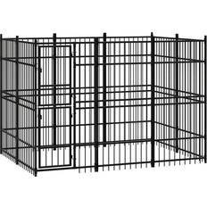 vidaXL Outdoor Dog Kennel Steel 5.53 mÂ²