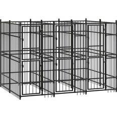 vidaXL Outdoor Dog Kennel Steel 5.53 mÂ²