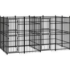 vidaXL Outdoor Dog Kennel Steel 7.37 mÂ²