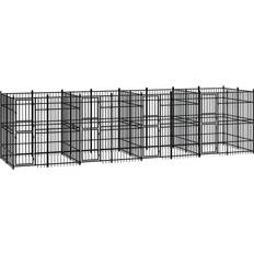 vidaXL Outdoor Dog Kennel Steel 14.75 mÂ²