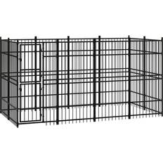 vidaXL Outdoor Dog Kennel Steel 7.37 mÂ²