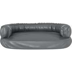 vidaXL Ergonomisk hundbädd grå 75x53 konstläder