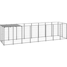 vidaXL Hundgård silver 4,84 m²