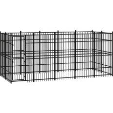 vidaXL Outdoor Dog Kennel Steel 9.22 mÂ²