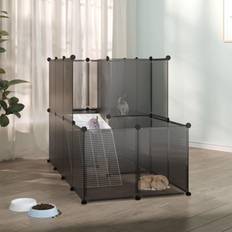 vidaXL Small Animal Cage Black 142x74x93 PP and Steel