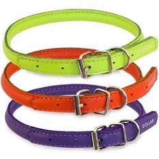 Rundsyet læder halsbånd Collar Waudog rundsyet læder halsbånd, 39-47cm, orange