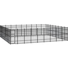vidaXL Outdoor Dog Kennel Steel 66.36 mÂ²