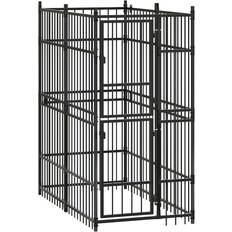vidaXL Dog Kennel Black Powder-Coated Steel 78.7 H x 37.8 W x 75.6 D in Black
