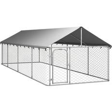 vidaXL Dog Pen 59.1 H x 78.7 W x 0.0 D in Gray