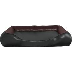 vidaXL Cama Para Perros De Cuero Sintético Negro Y Marrón 80x68x23 cm