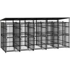 vidaXL Outdoor Dog Kennel with Roof Steel 9.22 mÂ²